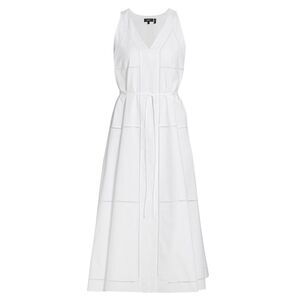 Theory Ladder Eyelet Sleeveless Midi Dress In White - 10